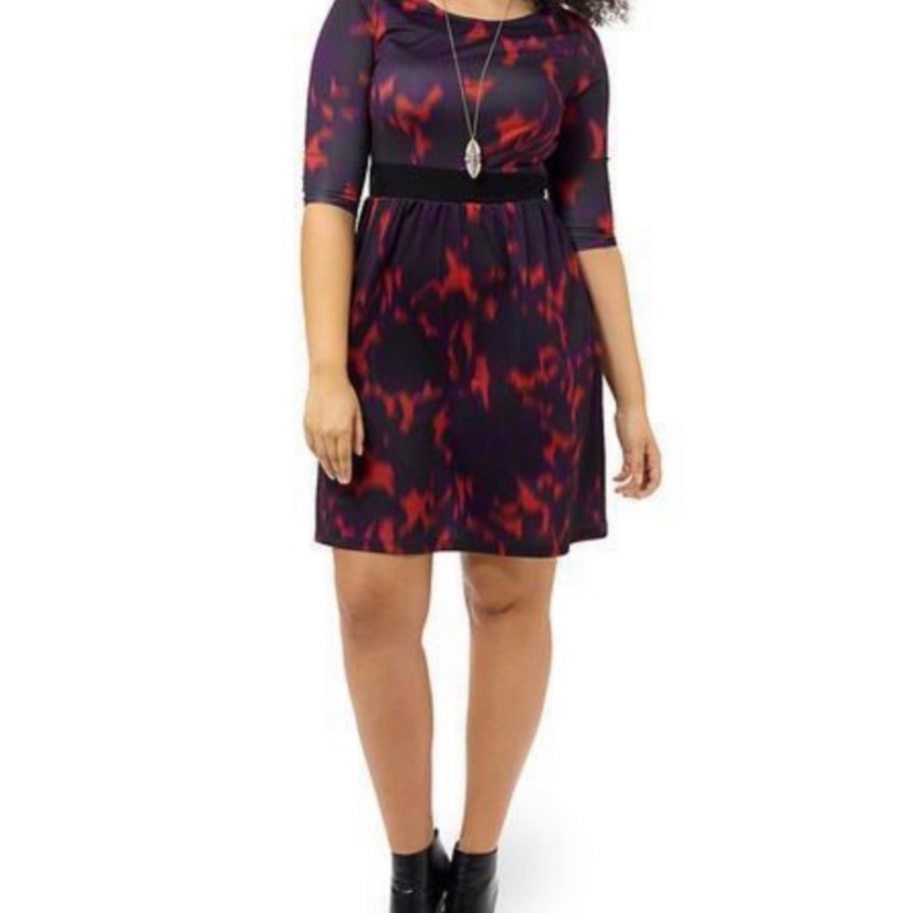 Triste A-line Skater Dress 22 Abstract Floral